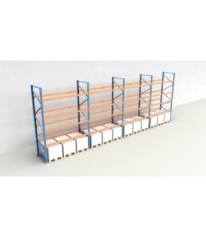 Schwerlastregal Palettenregal NEDCON 2.500x11300x1.100 mm (HxBxT), Einfachregal, 5 Lagerebenen, 3.000 kg Fachlast, Keine Böden