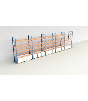 Schwerlastregal Palettenregal NEDCON 2.500x14100x1.100 mm (HxBxT), Einfachregal, 5 Lagerebenen, 3.000 kg Fachlast, Keine Böden