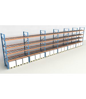 Schwerlastregal Palettenregal NEDCON 2.500x16900x1.100 mm (HxBxT), Einfachregal, 5 Lagerebenen, 3.000 kg Fachlast, mit Gitterböden