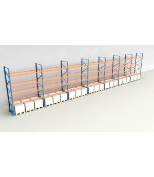 Schwerlastregal Palettenregal NEDCON 2.500x19700x1.100 mm (HxBxT), Einfachregal, 5 Lagerebenen, 3.000 kg Fachlast, Keine Böden