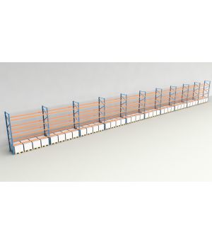 Schwerlastregal Palettenregal NEDCON 2.500x37100x1.100 mm (HxBxT), Einfachregal, 5 Lagerebenen, 3.000 kg Fachlast, Keine Böden