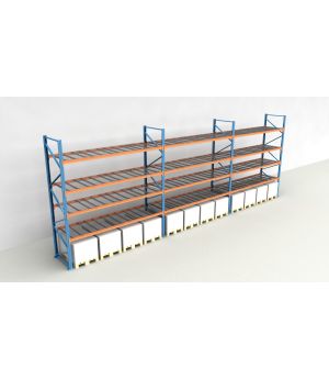 Schwerlastregal Palettenregal NEDCON 2.500x11200x1.100 mm (HxBxT), Einfachregal, 5 Lagerebenen, 3.000 kg Fachlast, mit Gitterböden