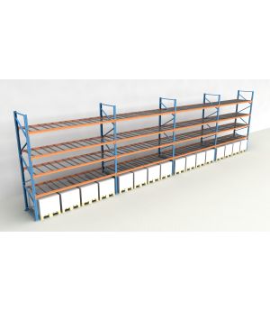 Schwerlastregal Palettenregal NEDCON 2.500x14900x1.100 mm (HxBxT), Einfachregal, 5 Lagerebenen, 3.000 kg Fachlast, mit Gitterböden