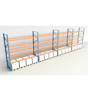 Schwerlastregal Palettenregal NEDCON 2.500x14900x1.100 mm (HxBxT), Einfachregal, 5 Lagerebenen, 3.000 kg Fachlast, Keine Böden