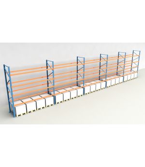 Schwerlastregal Palettenregal NEDCON 2.500x18600x1.100 mm (HxBxT), Einfachregal, 5 Lagerebenen, 3.000 kg Fachlast, Keine Böden