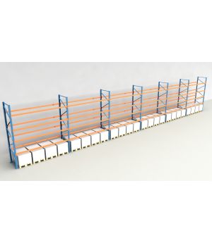 Schwerlastregal Palettenregal NEDCON 2.500x22300x1.100 mm (HxBxT), Einfachregal, 5 Lagerebenen, 3.000 kg Fachlast, Keine Böden