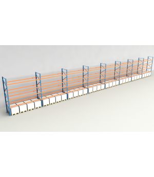 Schwerlastregal Palettenregal NEDCON 2.500x29700x1.100 mm (HxBxT), Einfachregal, 5 Lagerebenen, 3.000 kg Fachlast, Keine Böden