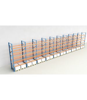 Schwerlastregal Palettenregal NEDCON 2.500x19350x1.100 mm (HxBxT), Einfachregal, 6 Lagerebenen, 3.000 kg Fachlast, Keine Böden