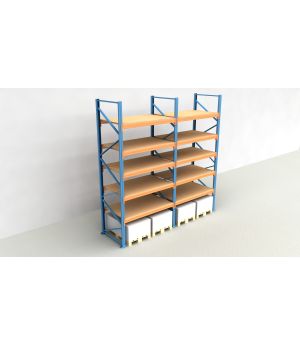 Schwerlastregal Palettenregal NEDCON 2.500x3950x1.100 mm (HxBxT), Einfachregal, 6 Lagerebenen, 3.000 kg Fachlast, mit Spanplatten