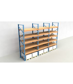 Schwerlastregal Palettenregal NEDCON 2.500x5875x1.100 mm (HxBxT), Einfachregal, 6 Lagerebenen, 3.000 kg Fachlast, mit Spanplatten