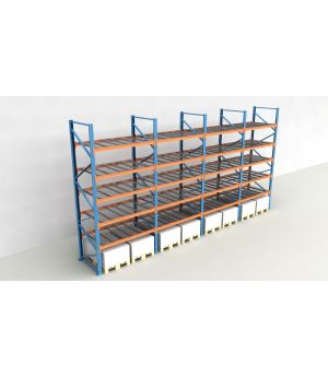 Schwerlastregal Palettenregal NEDCON 2.500x7800x1.100 mm (HxBxT), Einfachregal, 6 Lagerebenen, 3.000 kg Fachlast, mit Gitterböden