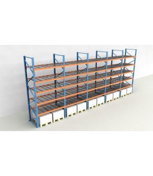 Schwerlastregal Palettenregal NEDCON 2.500x9725x1.100 mm (HxBxT), Einfachregal, 6 Lagerebenen, 3.000 kg Fachlast, mit Gitterböden