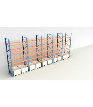Schwerlastregal Palettenregal NEDCON 2.500x9725x1.100 mm (HxBxT), Einfachregal, 6 Lagerebenen, 3.000 kg Fachlast, Keine Böden