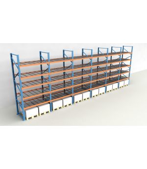 Schwerlastregal Palettenregal NEDCON 2.500x11650x1.100 mm (HxBxT), Einfachregal, 6 Lagerebenen, 3.000 kg Fachlast, mit Gitterböden