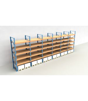 Schwerlastregal Palettenregal NEDCON 2.500x11650x1.100 mm (HxBxT), Einfachregal, 6 Lagerebenen, 3.000 kg Fachlast, mit Spanplatten