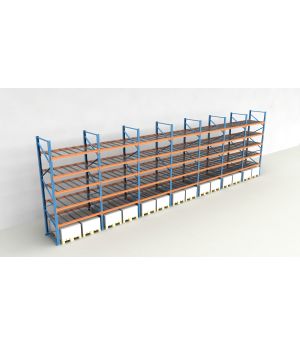 Schwerlastregal Palettenregal NEDCON 2.500x13575x1.100 mm (HxBxT), Einfachregal, 6 Lagerebenen, 3.000 kg Fachlast, mit Gitterböden