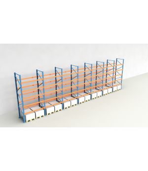 Schwerlastregal Palettenregal NEDCON 2.500x13575x1.100 mm (HxBxT), Einfachregal, 6 Lagerebenen, 3.000 kg Fachlast, Keine Böden