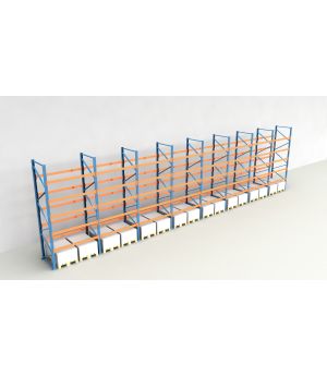 Schwerlastregal Palettenregal NEDCON 2.500x15500x1.100 mm (HxBxT), Einfachregal, 6 Lagerebenen, 3.000 kg Fachlast, Keine Böden