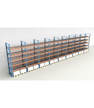 Schwerlastregal Palettenregal NEDCON 2.500x17425x1.100 mm (HxBxT), Einfachregal, 6 Lagerebenen, 3.000 kg Fachlast, mit Gitterböden