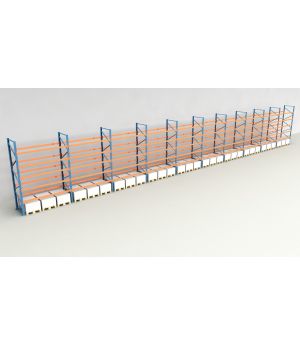 Schwerlastregal Palettenregal NEDCON 2.500x28100x1.100 mm (HxBxT), Einfachregal, 6 Lagerebenen, 3.000 kg Fachlast, Keine Böden