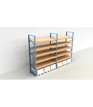 Schwerlastregal Palettenregal NEDCON 2.500x5700x1.100 mm (HxBxT), Einfachregal, 6 Lagerebenen, 3.000 kg Fachlast, mit Spanplatten