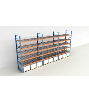 Schwerlastregal Palettenregal NEDCON 2.500x8500x1.100 mm (HxBxT), Einfachregal, 6 Lagerebenen, 3.000 kg Fachlast, mit Gitterböden