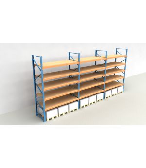 Schwerlastregal Palettenregal NEDCON 2.500x8500x1.100 mm (HxBxT), Einfachregal, 6 Lagerebenen, 3.000 kg Fachlast, mit Spanplatten