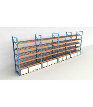 Schwerlastregal Palettenregal NEDCON 2.500x11300x1.100 mm (HxBxT), Einfachregal, 6 Lagerebenen, 3.000 kg Fachlast, mit Gitterböden