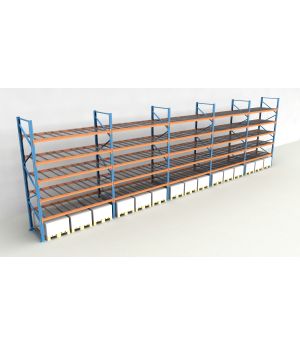 Schwerlastregal Palettenregal NEDCON 2.500x14100x1.100 mm (HxBxT), Einfachregal, 6 Lagerebenen, 3.000 kg Fachlast, mit Gitterböden