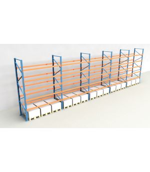 Schwerlastregal Palettenregal NEDCON 2.500x14100x1.100 mm (HxBxT), Einfachregal, 6 Lagerebenen, 3.000 kg Fachlast, Keine Böden