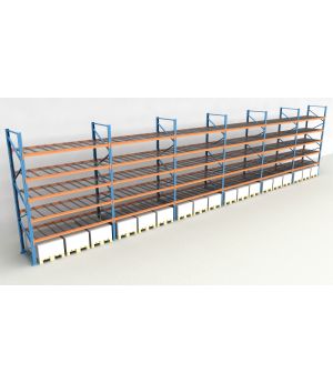 Schwerlastregal Palettenregal NEDCON 2.500x16900x1.100 mm (HxBxT), Einfachregal, 6 Lagerebenen, 3.000 kg Fachlast, mit Gitterböden