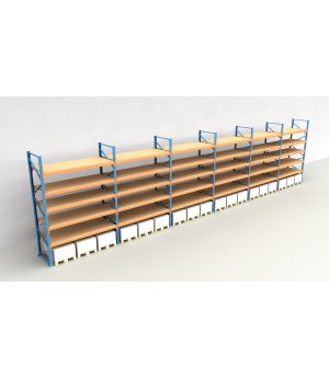 Schwerlastregal Palettenregal NEDCON 2.500x16900x1.100 mm (HxBxT), Einfachregal, 6 Lagerebenen, 3.000 kg Fachlast, mit Spanplatten