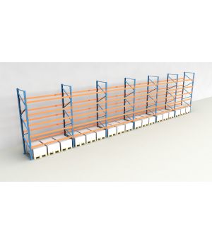 Schwerlastregal Palettenregal NEDCON 2.500x16900x1.100 mm (HxBxT), Einfachregal, 6 Lagerebenen, 3.000 kg Fachlast, Keine Böden