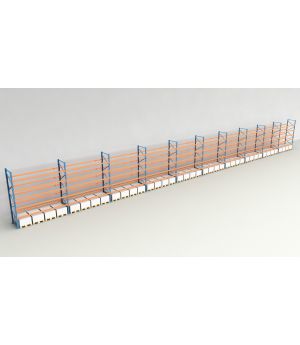 Schwerlastregal Palettenregal NEDCON 2.500x37100x1.100 mm (HxBxT), Einfachregal, 6 Lagerebenen, 3.000 kg Fachlast, Keine Böden