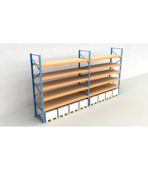 Schwerlastregal Palettenregal NEDCON 2.500x7500x1.100 mm (HxBxT), Einfachregal, 6 Lagerebenen, 3.000 kg Fachlast, mit Spanplatten