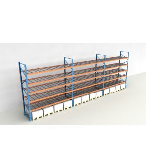 Schwerlastregal Palettenregal NEDCON 2.500x11200x1.100 mm (HxBxT), Einfachregal, 6 Lagerebenen, 3.000 kg Fachlast, mit Gitterböden