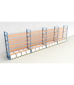 Schwerlastregal Palettenregal NEDCON 2.500x14900x1.100 mm (HxBxT), Einfachregal, 6 Lagerebenen, 3.000 kg Fachlast, Keine Böden