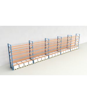 Schwerlastregal Palettenregal NEDCON 2.500x18600x1.100 mm (HxBxT), Einfachregal, 6 Lagerebenen, 3.000 kg Fachlast, Keine Böden