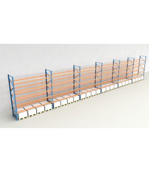 Schwerlastregal Palettenregal NEDCON 2.500x22300x1.100 mm (HxBxT), Einfachregal, 6 Lagerebenen, 3.000 kg Fachlast, Keine Böden
