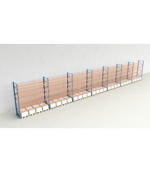 Schwerlastregal Palettenregal NEDCON 2.500x26000x1.100 mm (HxBxT), Einfachregal, 6 Lagerebenen, 3.000 kg Fachlast, Keine Böden