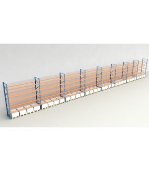 Schwerlastregal Palettenregal NEDCON 2.500x29700x1.100 mm (HxBxT), Einfachregal, 6 Lagerebenen, 3.000 kg Fachlast, Keine Böden
