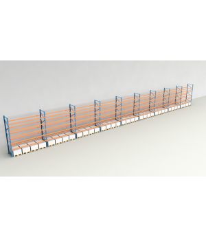Schwerlastregal Palettenregal NEDCON 2.500x33400x1.100 mm (HxBxT), Einfachregal, 6 Lagerebenen, 3.000 kg Fachlast, Keine Böden