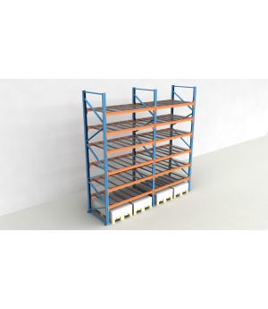 Schwerlastregal Palettenregal NEDCON 2.500x3950x1.100 mm (HxBxT), Einfachregal, 7 Lagerebenen, 3.000 kg Fachlast, mit Gitterböden