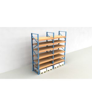 Schwerlastregal Palettenregal NEDCON 2.500x3950x1.100 mm (HxBxT), Einfachregal, 7 Lagerebenen, 3.000 kg Fachlast, mit Spanplatten