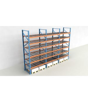 Schwerlastregal Palettenregal NEDCON 2.500x5875x1.100 mm (HxBxT), Einfachregal, 7 Lagerebenen, 3.000 kg Fachlast, mit Gitterböden