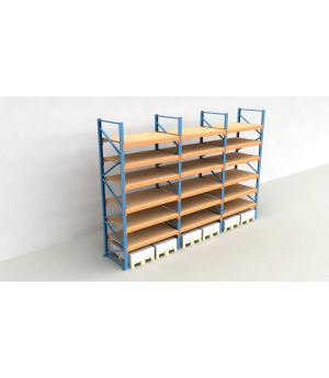 Schwerlastregal Palettenregal NEDCON 2.500x5875x1.100 mm (HxBxT), Einfachregal, 7 Lagerebenen, 3.000 kg Fachlast, mit Spanplatten