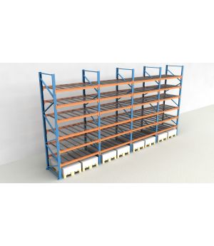 Schwerlastregal Palettenregal NEDCON 2.500x7800x1.100 mm (HxBxT), Einfachregal, 7 Lagerebenen, 3.000 kg Fachlast, mit Gitterböden