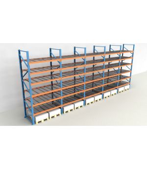 Schwerlastregal Palettenregal NEDCON 2.500x9725x1.100 mm (HxBxT), Einfachregal, 7 Lagerebenen, 3.000 kg Fachlast, mit Gitterböden
