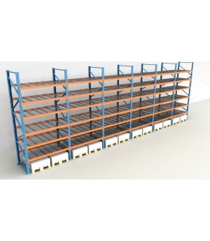 Schwerlastregal Palettenregal NEDCON 2.500x11650x1.100 mm (HxBxT), Einfachregal, 7 Lagerebenen, 3.000 kg Fachlast, mit Gitterböden
