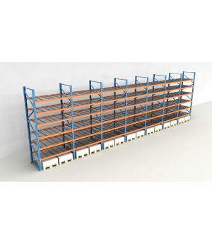 Schwerlastregal Palettenregal NEDCON 2.500x13575x1.100 mm (HxBxT), Einfachregal, 7 Lagerebenen, 3.000 kg Fachlast, mit Gitterböden